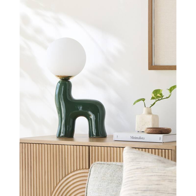 Livabliss Opal Country Accent Table Lamp - Green