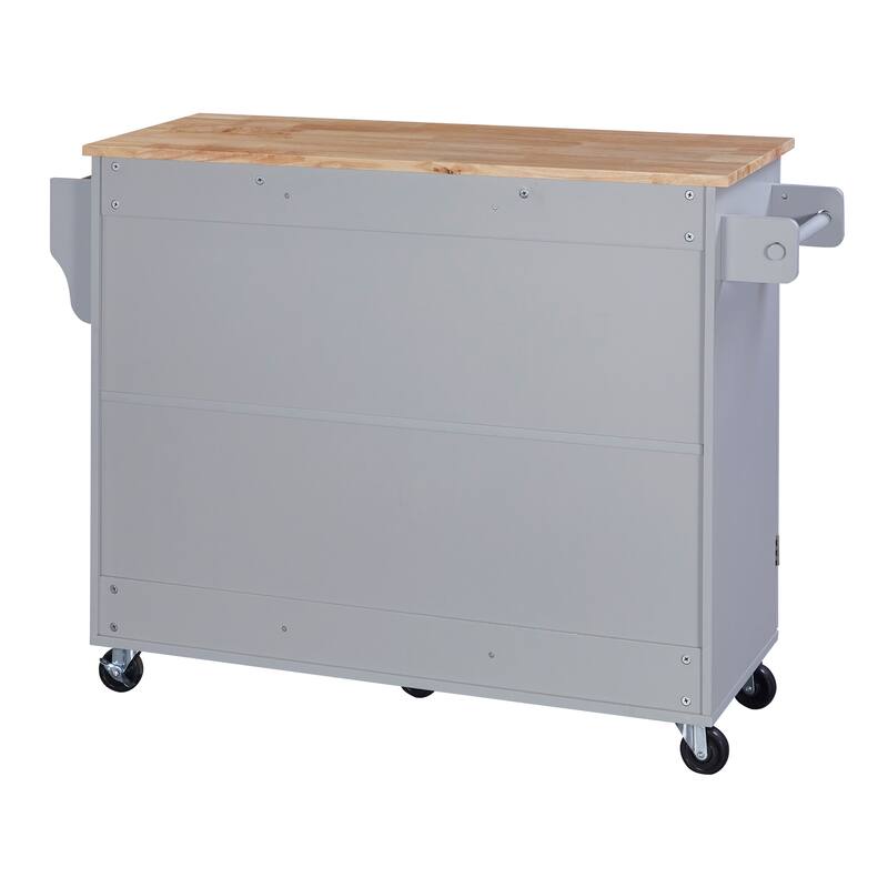 Kitchen Island with 2 Slide-Out Shelf and Internal Storage Rack