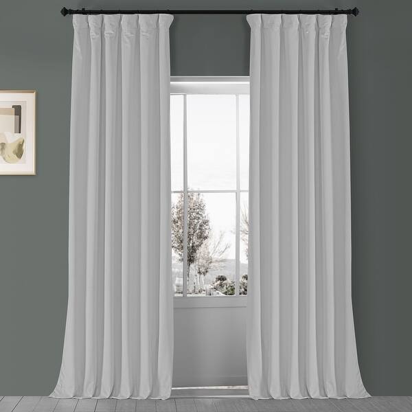 slide 1 of 8, Exclusive Fabrics Signature Porcelain White Velvet Blkt Curtain Panel