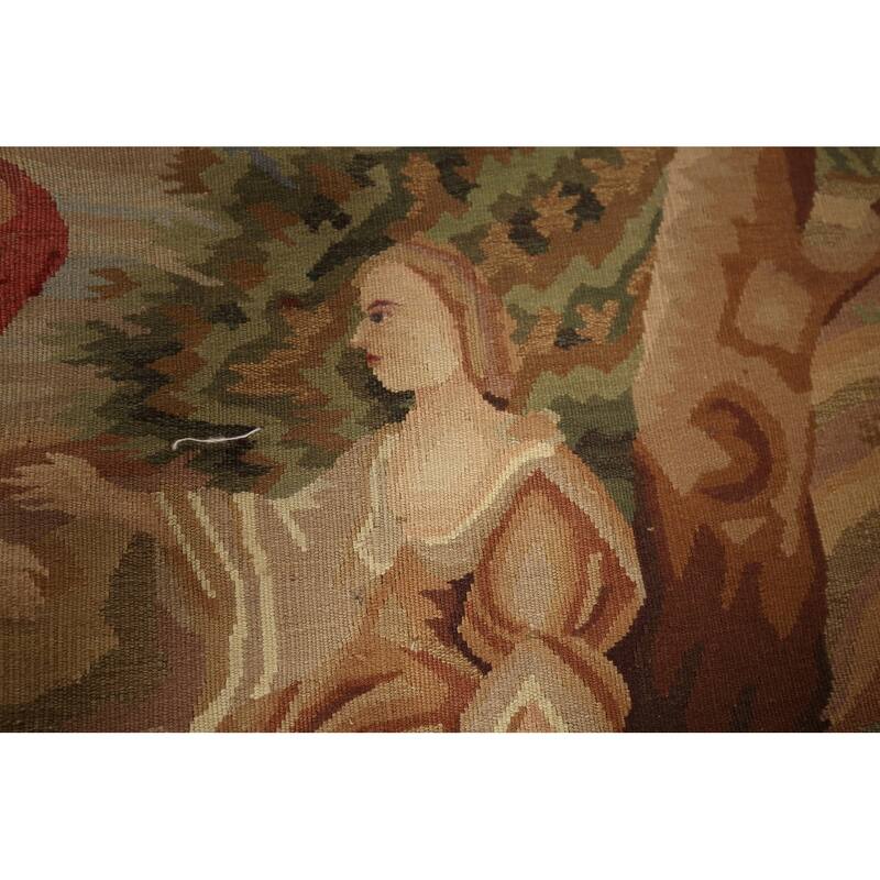 Hand Woven Oriental 100% Wool Carpet Traditional Pictorial Beige & Ivories Tapestries Area Rug - 5' 11'' X 4' 9''