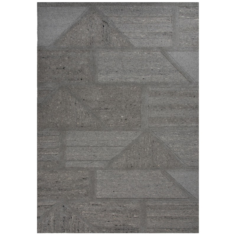 Alora Decor Lofton Geometric Hand-tufted Wool Rug - 7'9" x 9'9" - Gray