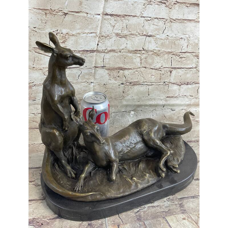 Imitative Kangaroo Wallaby Australia Mother Joey Bronze Marble Statue Australian Art Decor