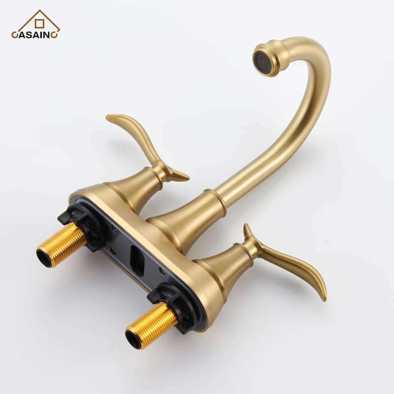 4 in. Centerset Double Handle Bathroom Faucet with Drain Kit Included