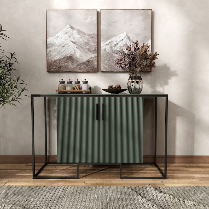 Furniture of America Hannah Modern Fluted Sage Green 2-Shelf Dining Buffet Cabinet - Sage Green