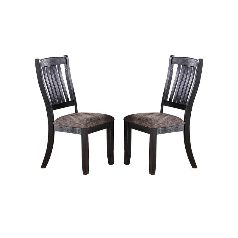Dark Coffee Fabric Upholstered Side Chairs, Black(Set of 2) - Counter Height/Dining Height