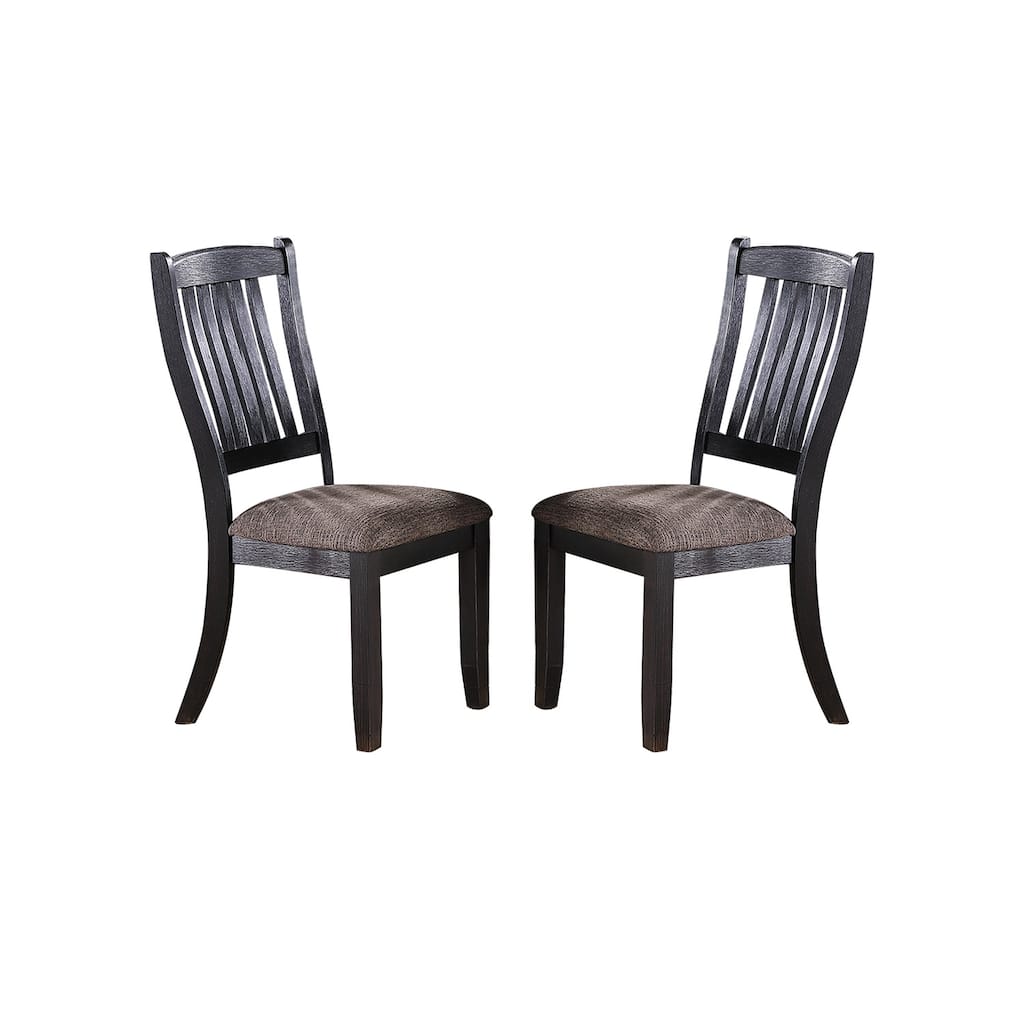 Dark Coffee Fabric Upholstered Side Chairs, Black(Set of 2)