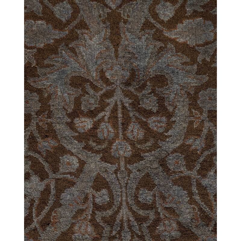 Overton Hand Knotted Wool Vintage Inspired Modern Contemporary Overdyed Gray Runner Rug - 2' 7" x 10' 4"