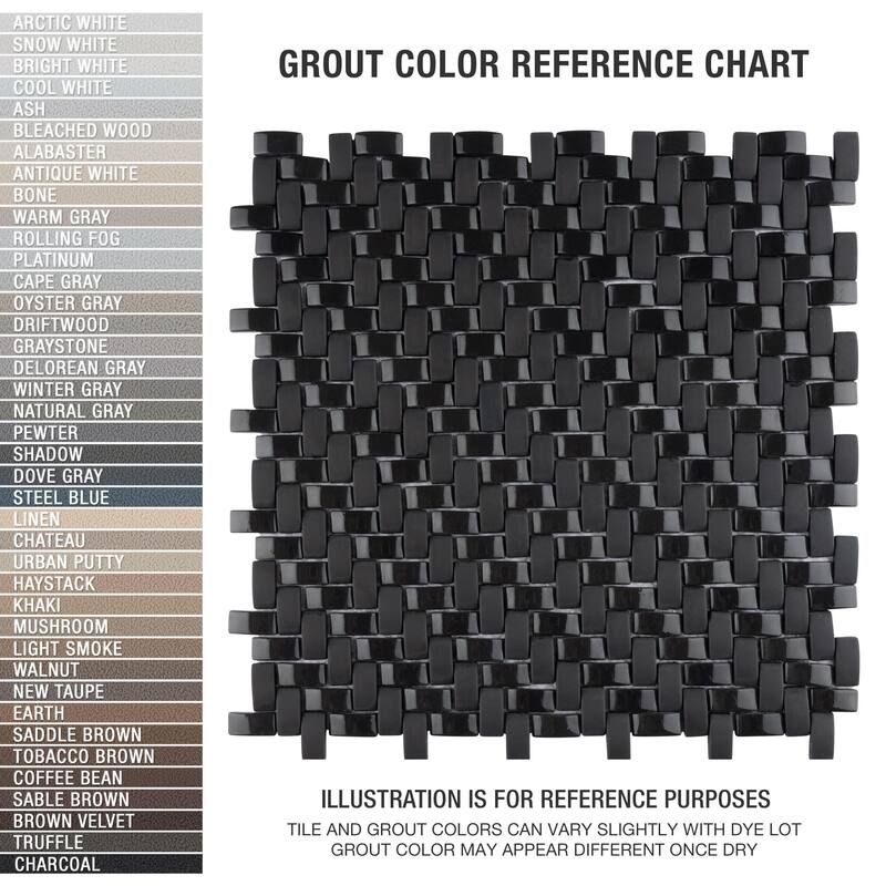 Merola Tile Expressions Weave Black 12-1/4" x 12-1/4" Glass Floor and Wall Tile