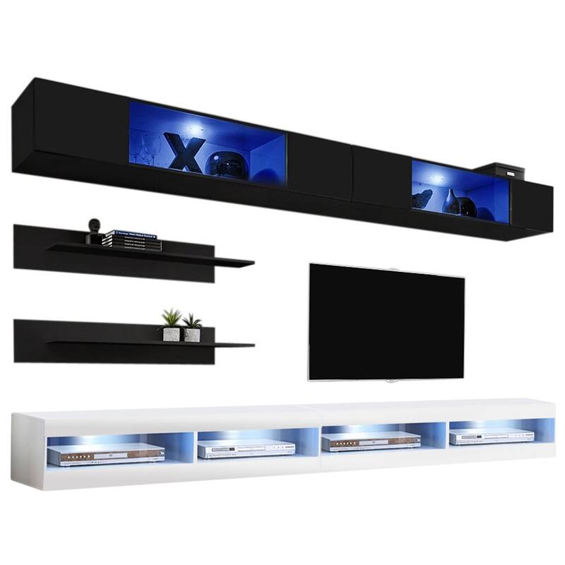 Fly I3 34TV Wall Mounted Floating Modern Entertainment Center - Black/White