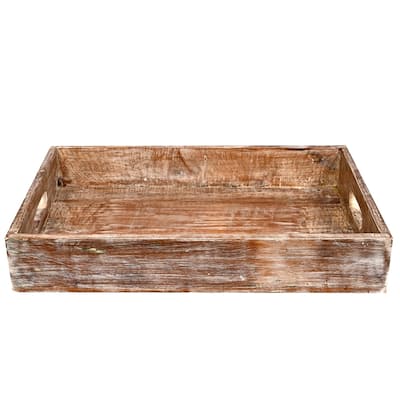 Solid wood Reclaimed Rustic 18 inch farmhouse decorative serving tray distressed
