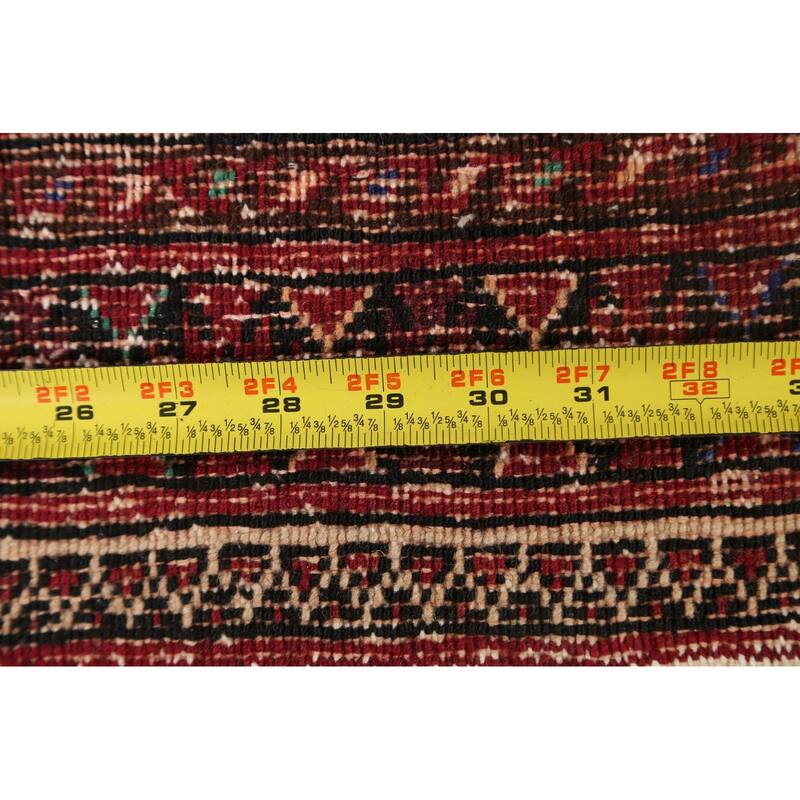 Geometric Balouch Persian Wool Area Rug Hand-knotted Foyer Carpet - 3'3" x 4'11"