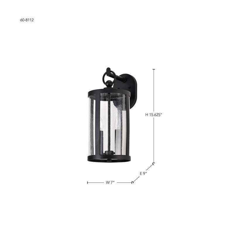 Broadstone 2 Light Medium Wall Lantern Matte Black with Clear Seeded Glass