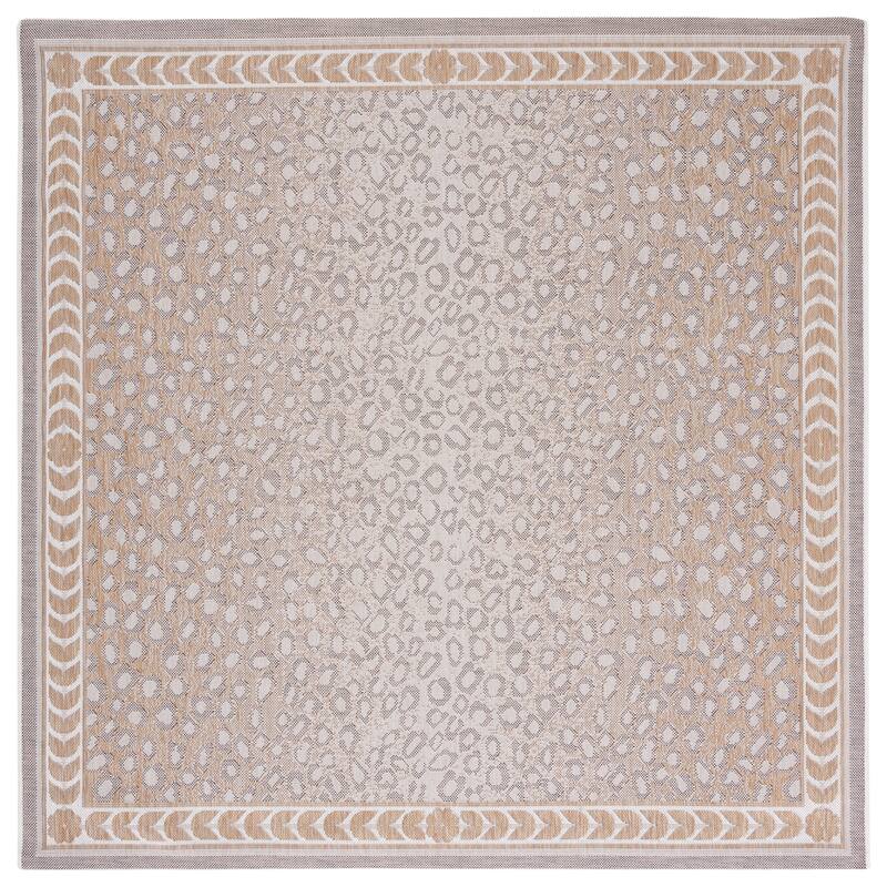 SAFAVIEH Courtyard Sanyi Indoor/ Outdoor Waterproof Patio Backyard Rug - 6'7" Square - Beige/Gold