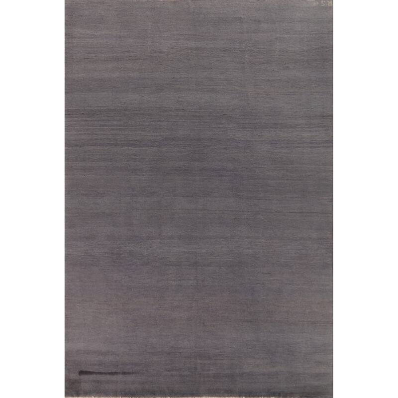 Modern Gray Blue Gabbeh Area Rug Handmade Wool Carpet - 6'7" x 9'8"