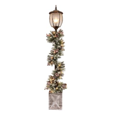 Puleo International 7' Lamp Post Decorated Garland