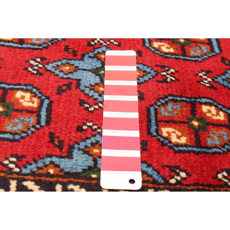 ECARPETGALLERY Hand-knotted Uzbek Kargahi Red Wool Rug - 4'2 x 6'3