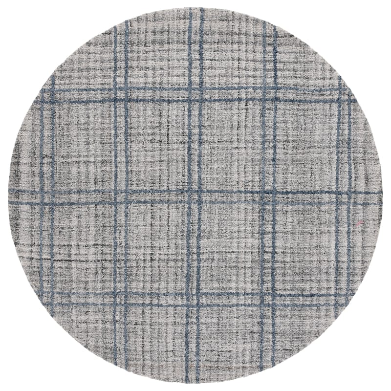 SAFAVIEH Handmade Abstract Alanah Contemporary Plaid Rug - 6' Round - Dark Grey