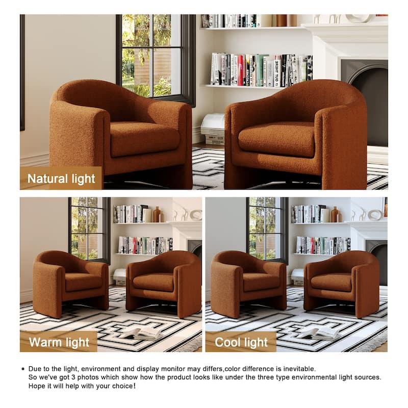 2 Set Modern Upholstered Barrel Accent Chair