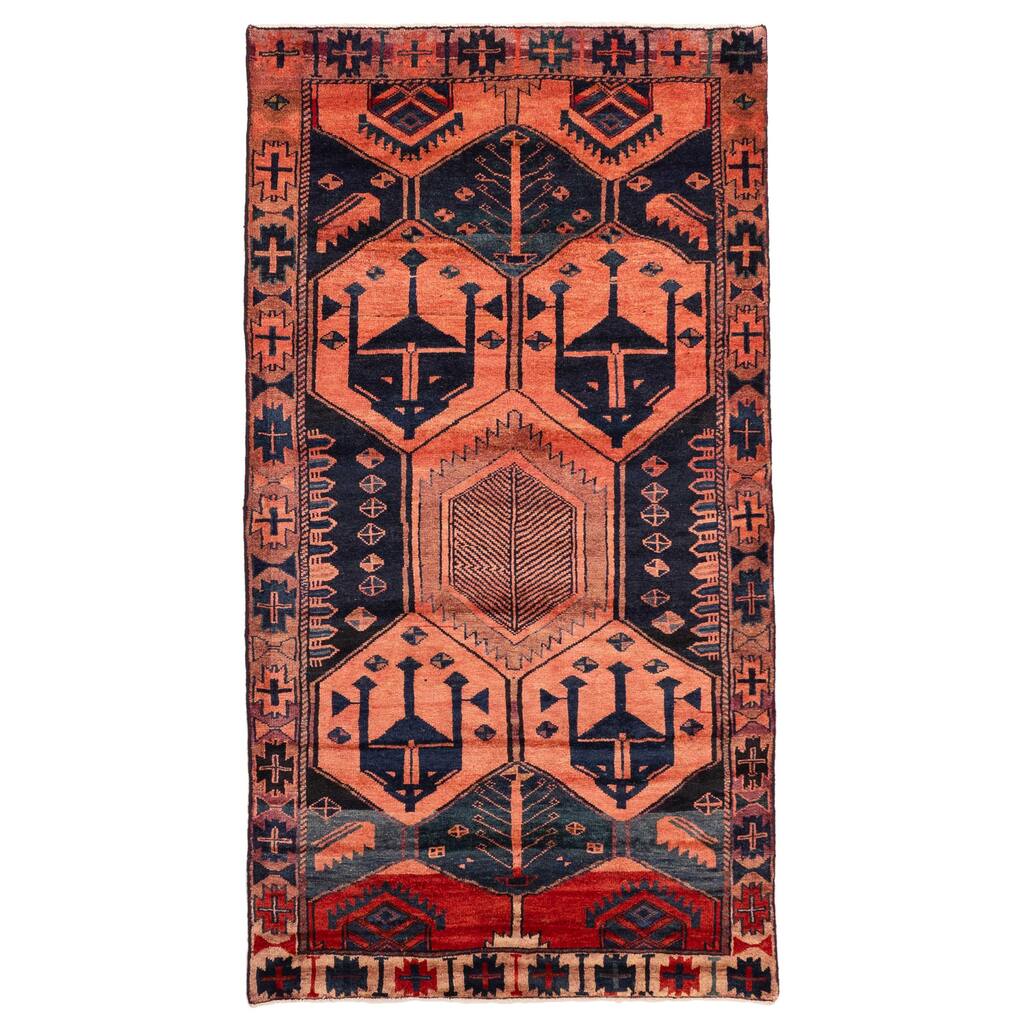 ECARPETGALLERY Hand-knotted Melis Vintage Salmon Wool Rug - 4'5 x 8'5