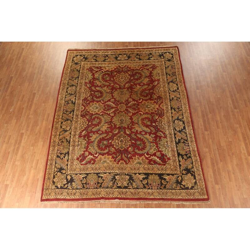 All-Over Floral Agra Oriental Area Rug Hand-Knotted Wool Carpet - 9'0" x 11'9"