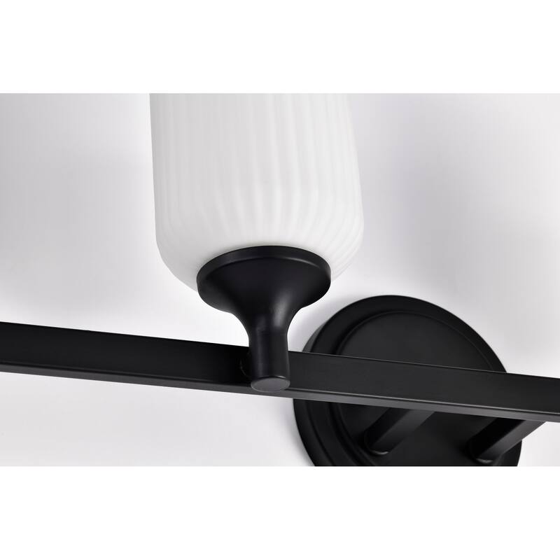 Solara 4 Light Vanity Matte Black Finish Frosted Ribbed Glass - Matte Black