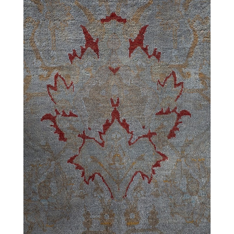 Overton Hand Knotted Wool Vintage Inspired Modern Contemporary Overdyed Gray Area Rug - 9' 1" x 12' 7"