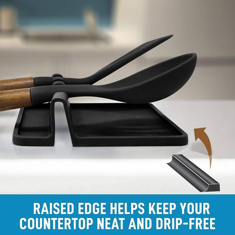 Zulay Kitchen Silicone Utensil Rest with Drip Pad