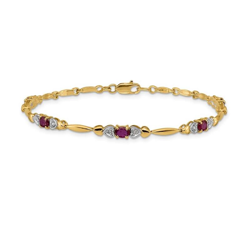 Curata 14k Diamond and Composite Ruby Bracelet