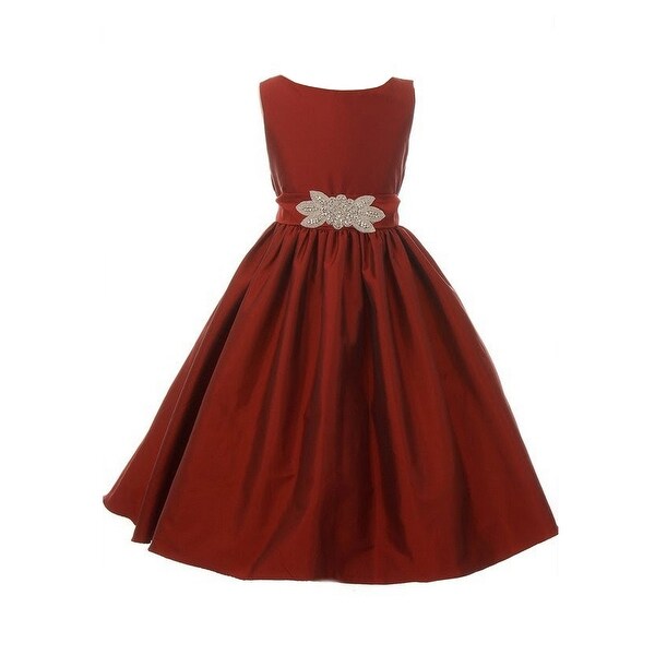 Shop Little Girls Burgundy Victorian Silky Satin Brooch Christmas Dress