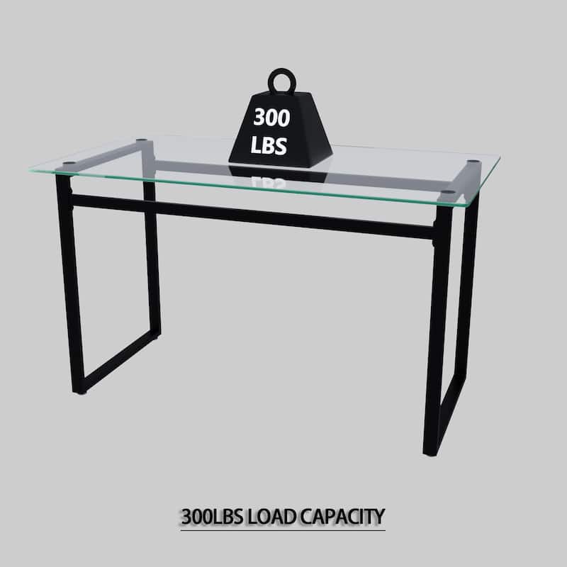 Modern Dining Set with Rectangular Glass Table & PU Upholstered Chairs