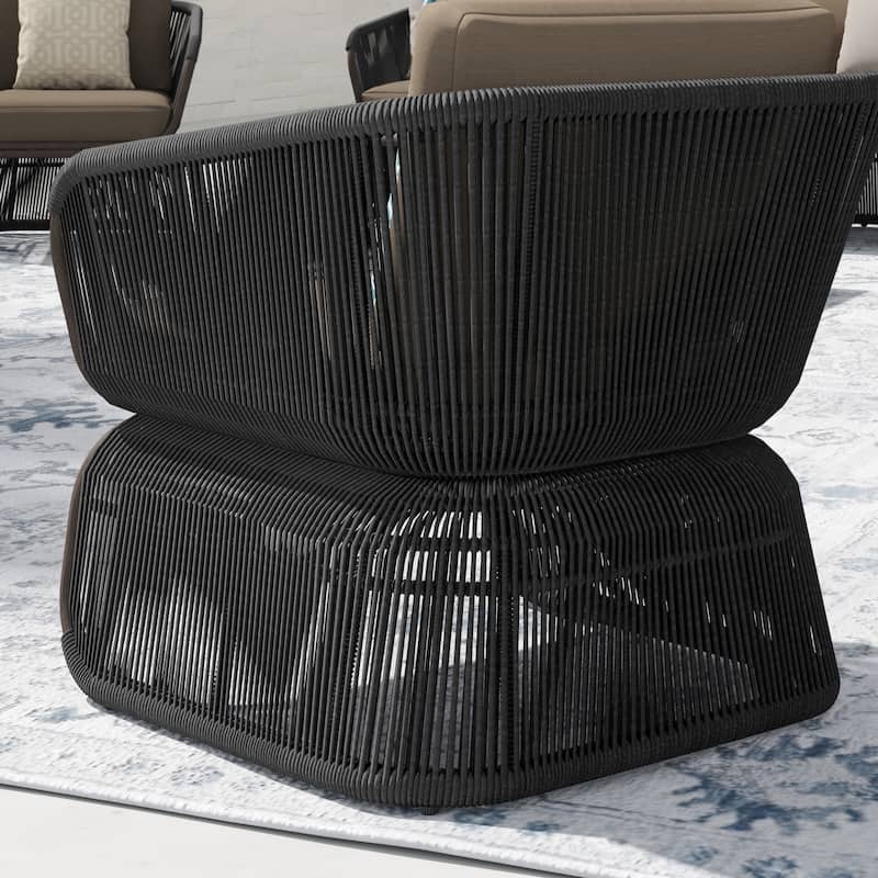 Corvus Ida Outdoor Wicker Club Chair with Sunbrella Cushion and Pillow