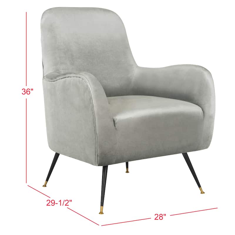 SAFAVIEH Nyla Mid-Century Modern Retro Velvet Light Grey Club Chair - 28" x 29.5" x 36" - 28Wx30Dx36H