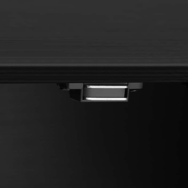 Roomfitters 70 Inch Mid Century Modern TV Stand for 80 Inch TV, Rattan Door Console with 2 Drawers and Open Shelf, Black