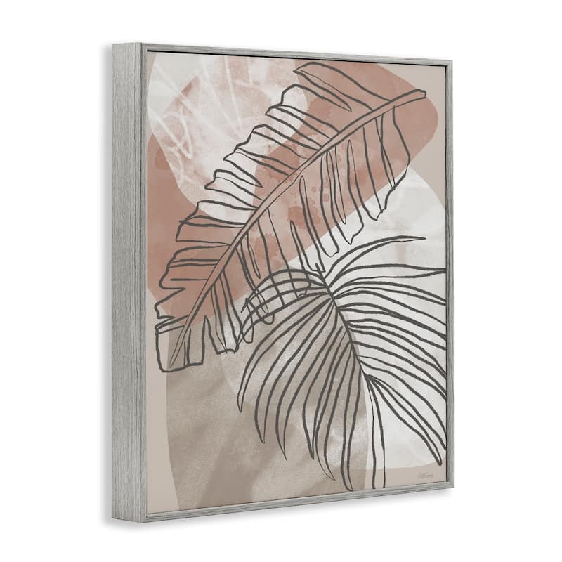 Stupell Tropical Earth Tone Leaves Framed Giclee Art Design By Cat Thurman Designs