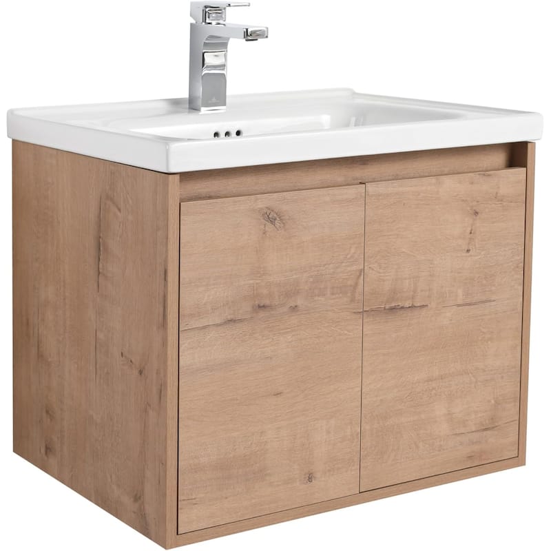 Blossom 24" Wall-Mounted Floating Bathroom Vanity with Ceramic Sink