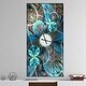 preview thumbnail 1 of 13, Designart 'Fractal Blue Flowers' Oversized Modern Wall CLock