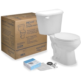 Mansfield Pro-Fit 1.28 GPF Two-Piece Round Toilet Complete Kit - Bed ...