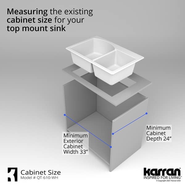 Karran Drop-In Quartz 33 in. 1-Hole 60/40 Double Bowl Kitchen ...