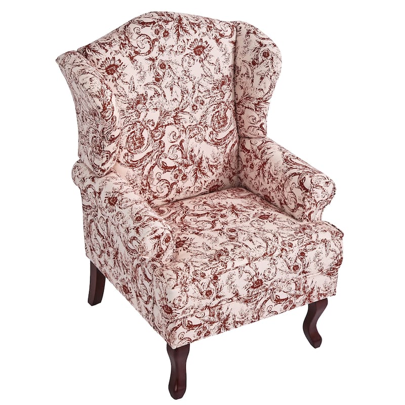 2 Set Traditional Rolled Arm Wing Back Accent Chair