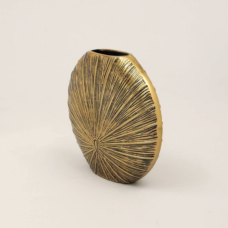 Decorative Aluminium Golden Flower Vase-Set Of 2