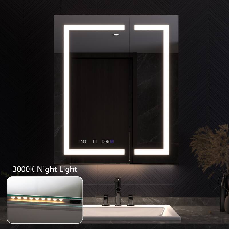 Modland 24"-42W x 36"H LED Medicine Cabinet Mirror with USB Charging,10x Magnifying Mirror
