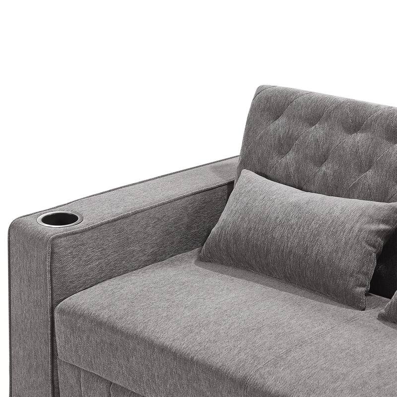 Pull-out Sofa Bed Convertible Couch Loveseat Sofa Modern Sleeper Sofa with Adjustable Backrest for Living Room