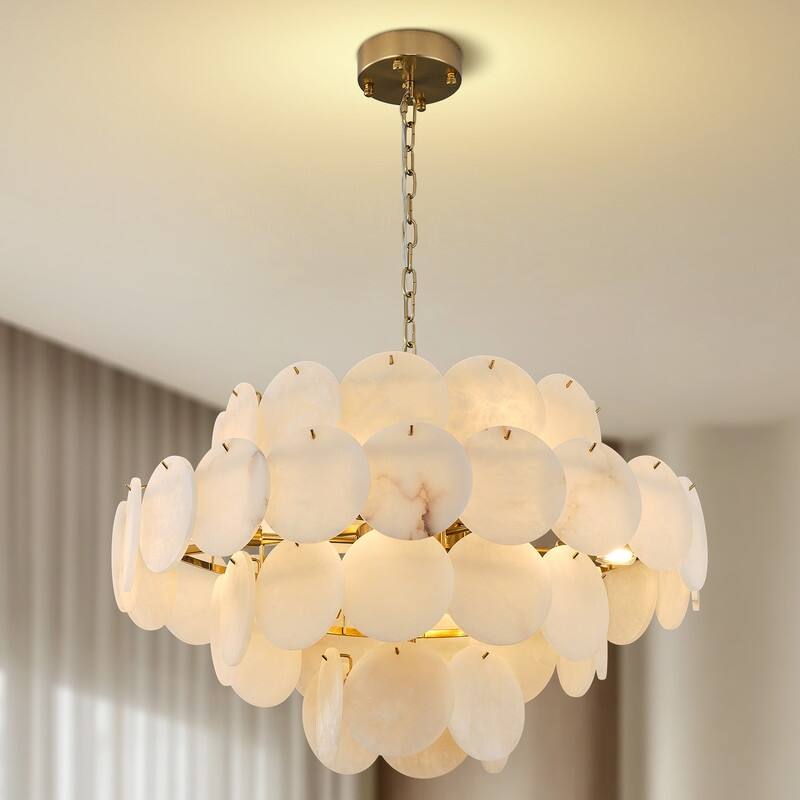 KAYLA Modern Natural Marble Living Room Chandeliers - 31.5in