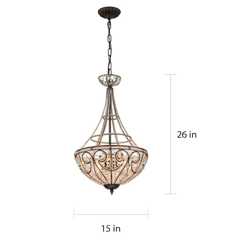 Gaspard 4-light Gold Finish Pendant with Crystal Shade
