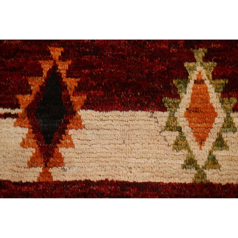 Hand Knotted Oriental 100% Wool Carpet Modern Tribal Red Moroccan Area Rug - 7' 9'' X 5' 8''