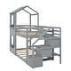 preview thumbnail 6 of 5, Twin Over Twin Bunk Bed with Storage Stairs,Window,Guardrail, Ladder,Wood Bed with Roof