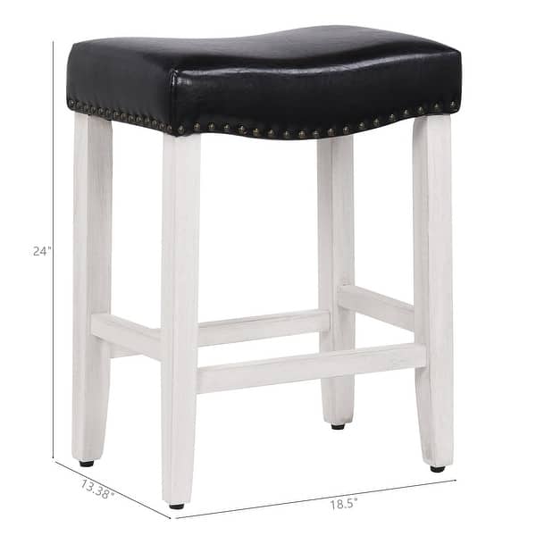 dimension image slide 0 of 2, Jameson Upholstered Polyester Antique White 24 Inch Counter Stool (Set Of 2)