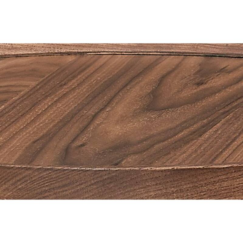 22” Round Walnut Side Table Contemporary Wood Top with Black Steel Cross Base for Living Room - 21.66"L x 21.66"W x 22.05"H