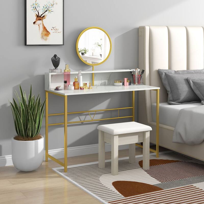 HOMCOM Modern Vanity Makeup Desk with Mirror