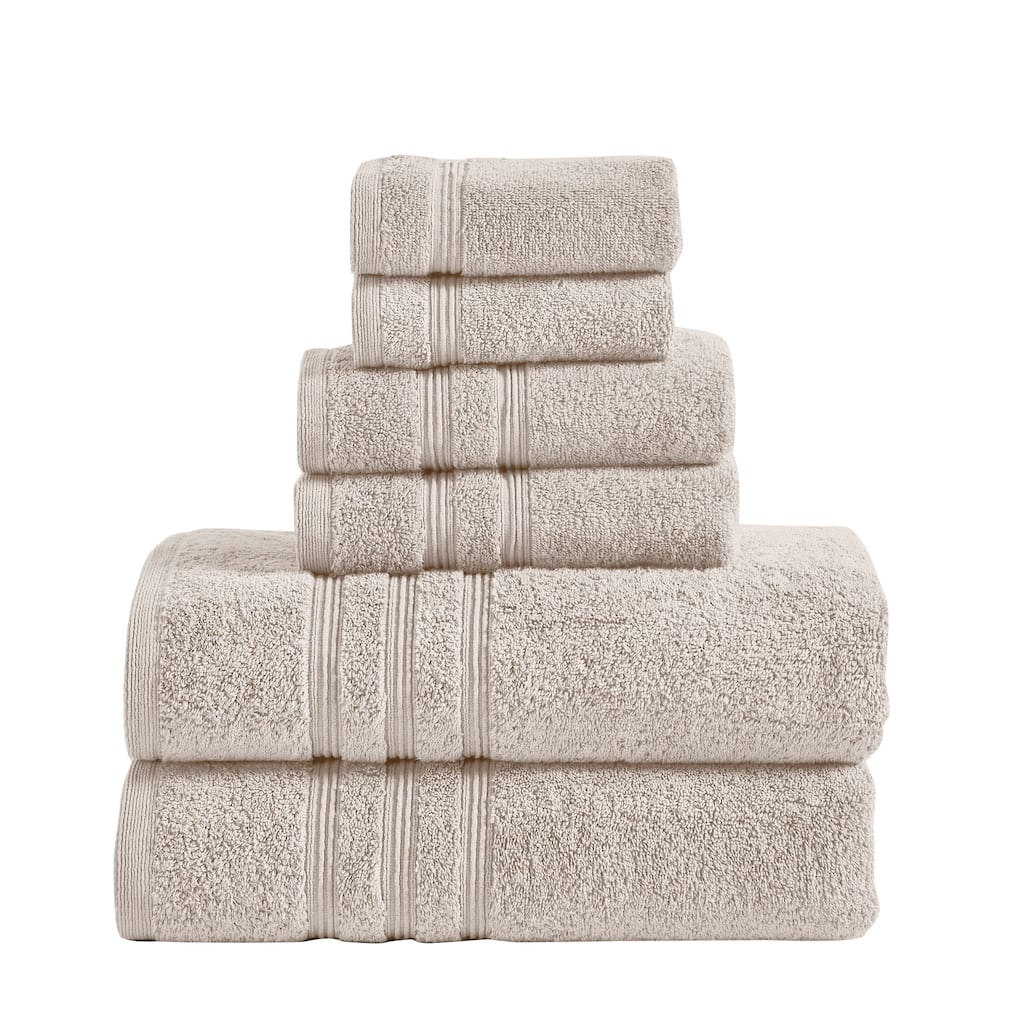 Veria 6 Piece Towel Set with Plush Cotton Fabric The Urban Port, Beige